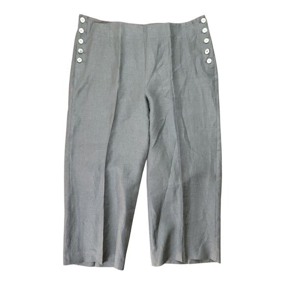 Talbots Chelsea Crop Pants Black Linen Sailor Button Fly Women's Plus Size 16 - Picture 9 of 13